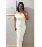 Robe Bandage Bustier à plumes